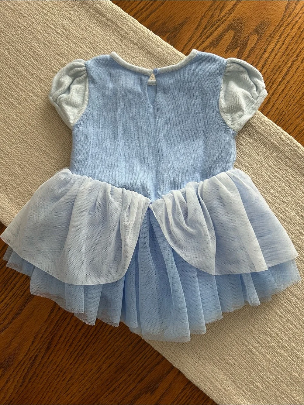 BabyGap Disney Light Blue Cinderella Princess Tulle Knit Dress Size 6-12M.